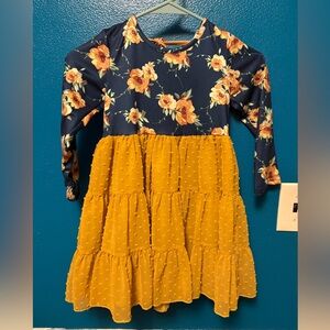 Floral Navy and Yellow Kids Dress with Sunflowers. Never worn!